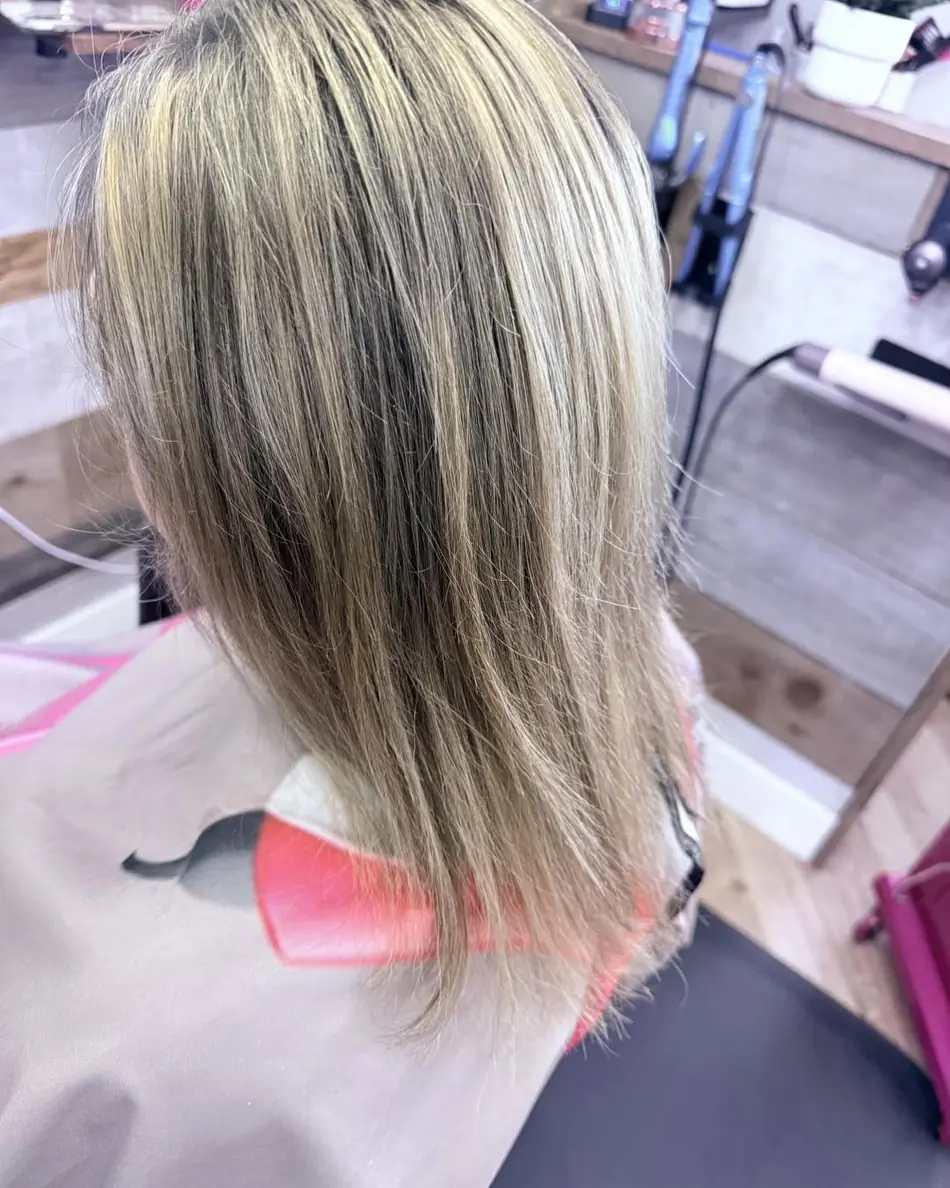 Ash blonde lived-in colour, back view